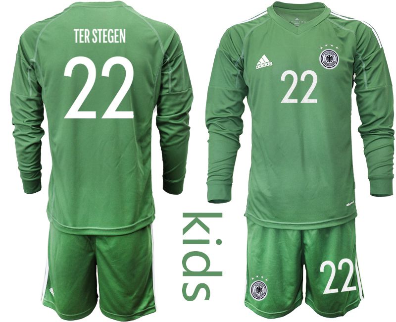Youth 2021 World Cup National Germany army green long sleeve goalkeeper #22 Soccer Jerseys